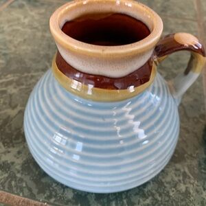 Vintage Gibson mugs Blue Ribbed Body and Brown Rim
